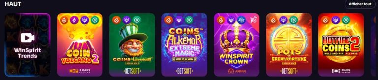 WinSpirit Casino jeux