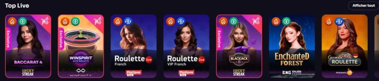 WinSpirit Casino jeux live